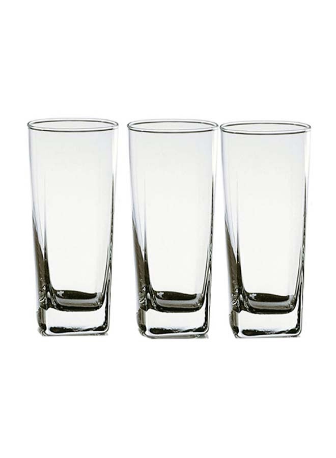 3 Piece Plaza Drinking Glass Set  , 320ml Capacity for water, Juice, soft drinks, beverages, Clear